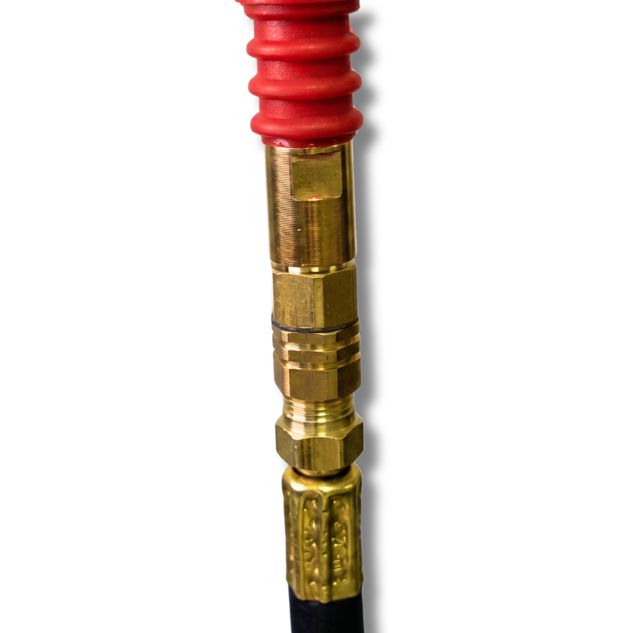 200 Amp 1-Piece Swivel TIG Rig – 26 Series, exposed swivel connection detail